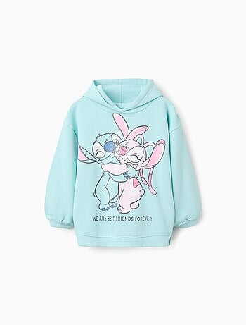 Sweat en coton à capuche et imprimé Stitch