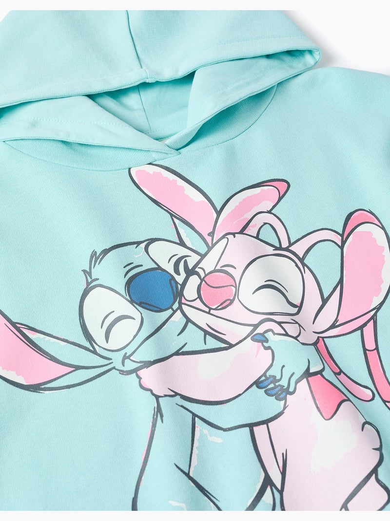 Sweat en coton à capuche et imprimé Stitch Bleu clair - Kiabi
