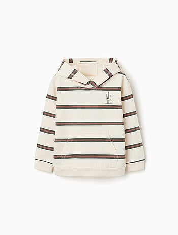 Sweat en coton à capuche et rayures