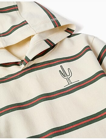 Sweat en coton à capuche et rayures