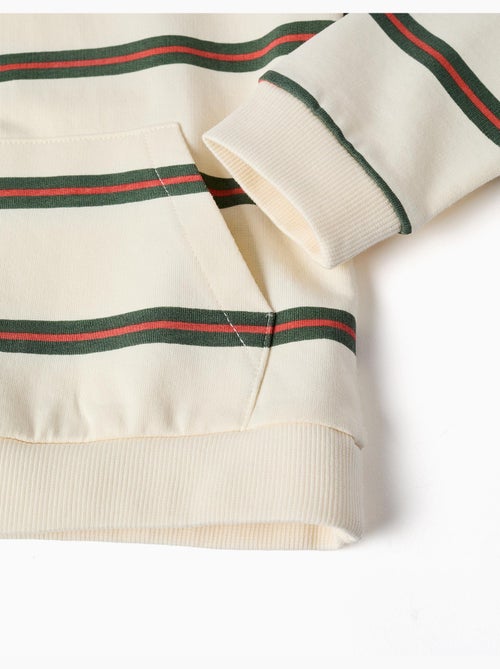 Sweat en coton à capuche et rayures - Kiabi