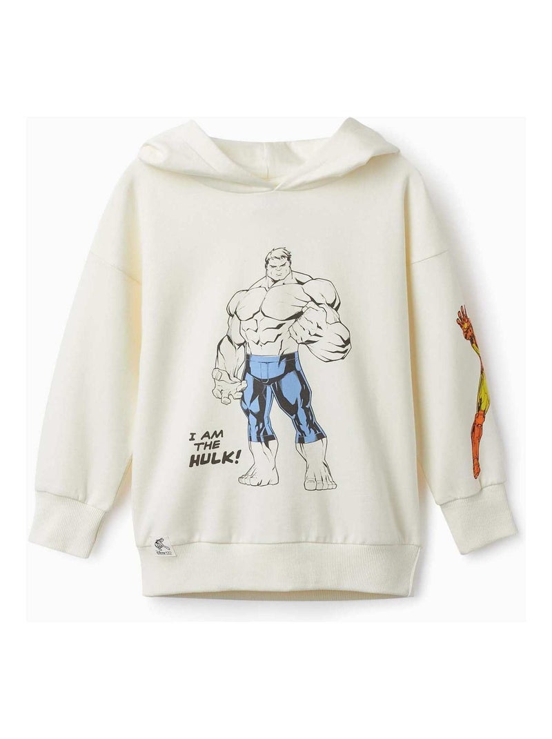 Sweat en coton à capuche pour garçon 'Disney 100 Ans - Hulk'   DISNEY Beige clair - Kiabi