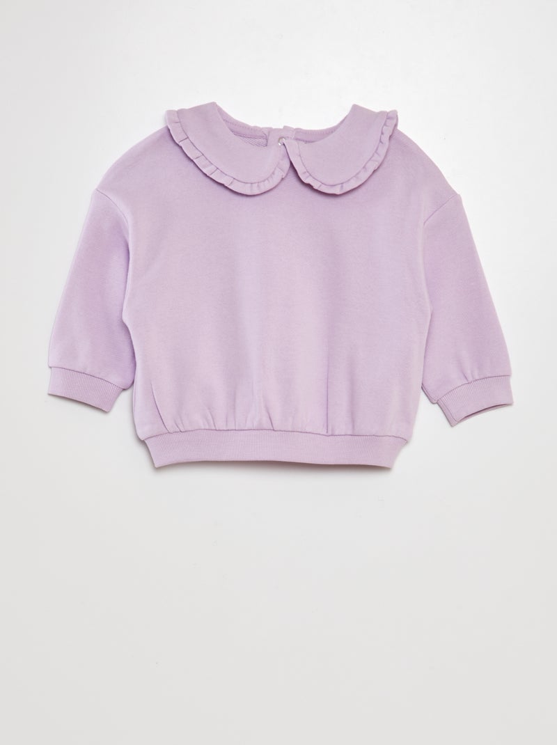 Sweat en coton à col claudine Violet - Kiabi