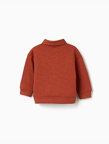 Sweat en coton à col polo et imprimé