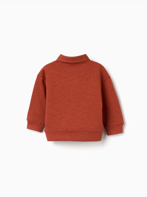 Sweat en coton à col polo et imprimé - Kiabi