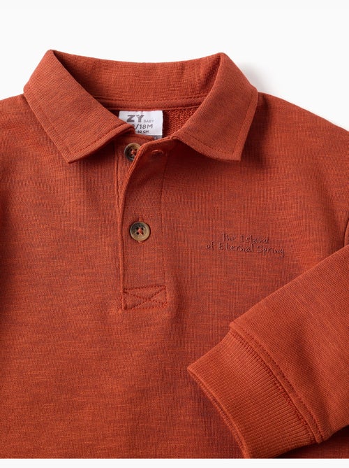Sweat en coton à col polo et imprimé - Kiabi