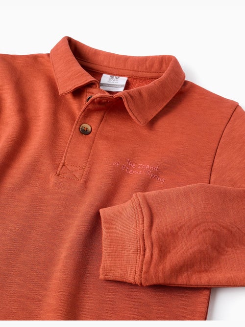 Sweat en coton à col polo et imprimé - Kiabi