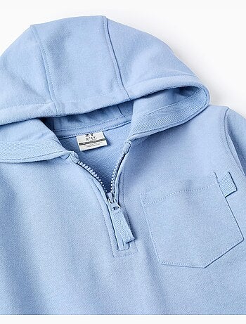 Sweat en coton à col zippé et capuche