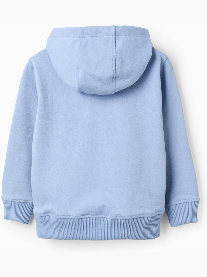 Sweat en coton à col zippé et capuche Bleu clair - Kiabi