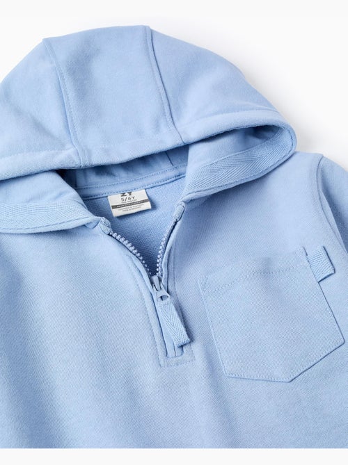 Sweat en coton à col zippé et capuche - Kiabi