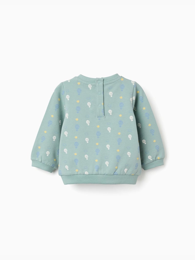 Sweat en coton à motif de montgolfière Vert clair - Kiabi