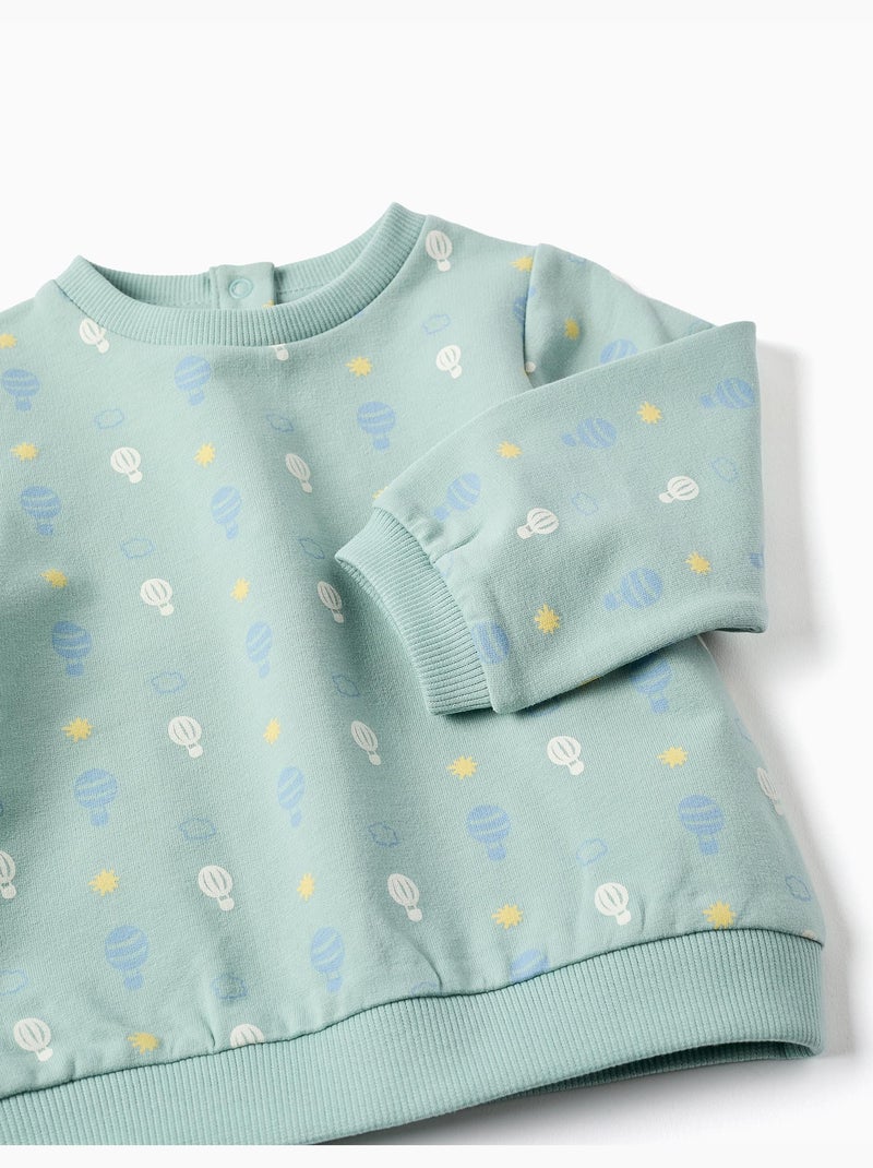 Sweat en coton à motif de montgolfière Vert clair - Kiabi