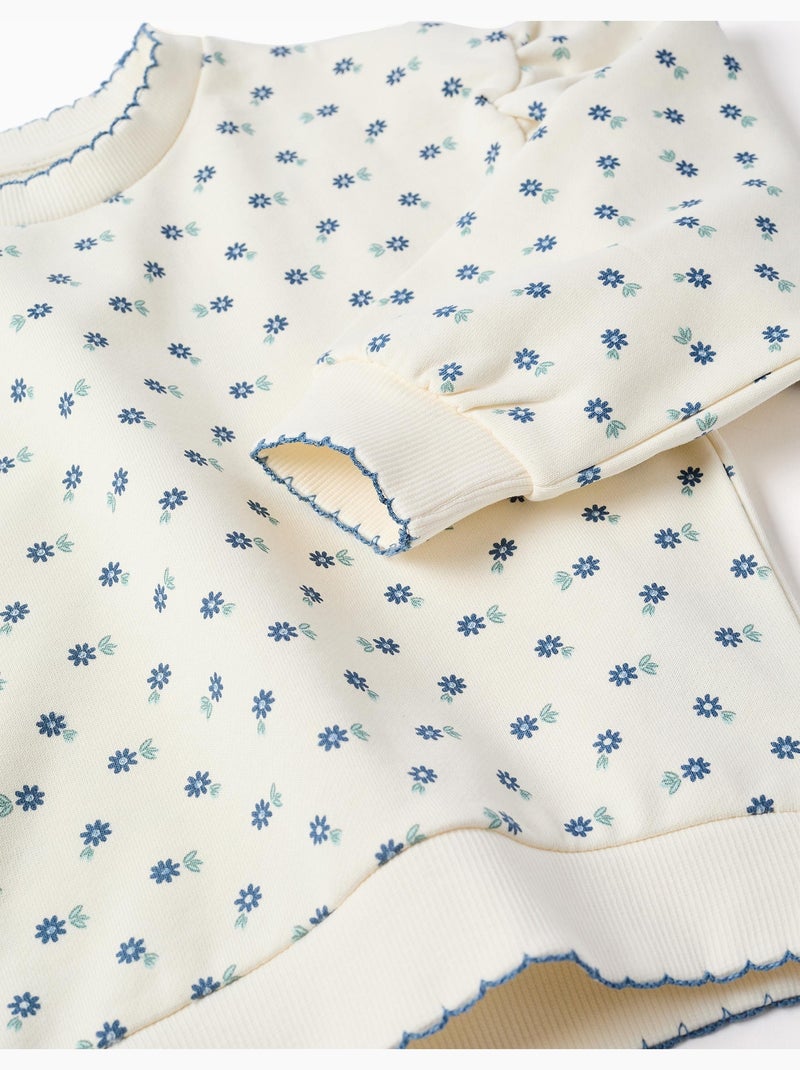 Sweat en coton à motif floral Blanc - Kiabi