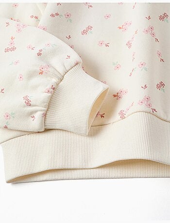 Sweat en coton à motif floral et col à volants