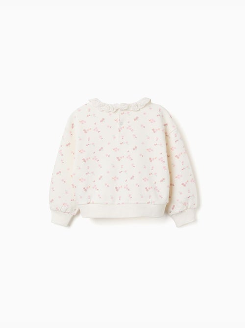 Sweat en coton à motif floral et col à volants - Kiabi