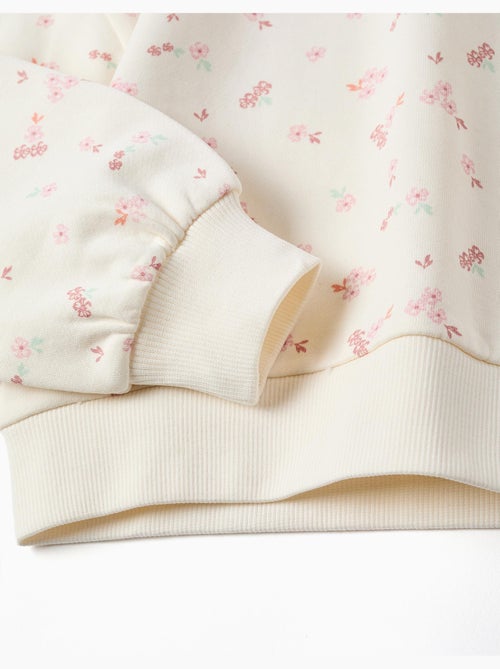 Sweat en coton à motif floral et col à volants - Kiabi