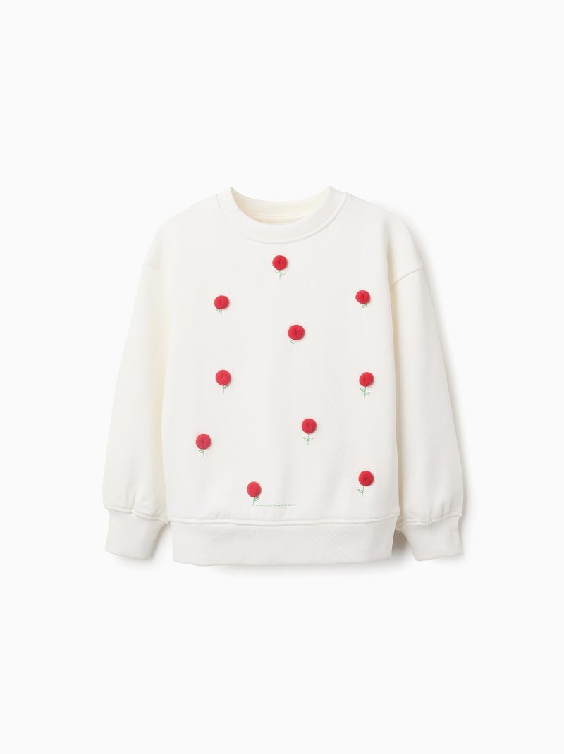 Sweat en Coton à Pois en Relief Beige clair - Kiabi
