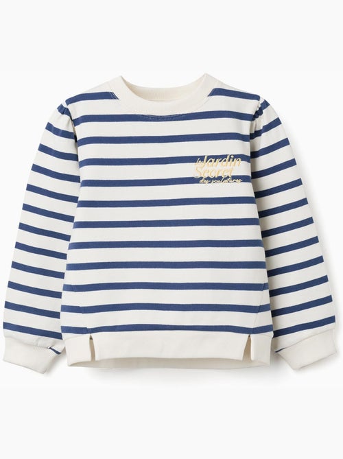 Sweat en coton à rayures et broderie - Kiabi