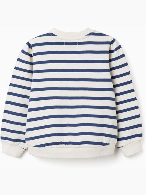 Sweat en coton à rayures et broderie - Kiabi