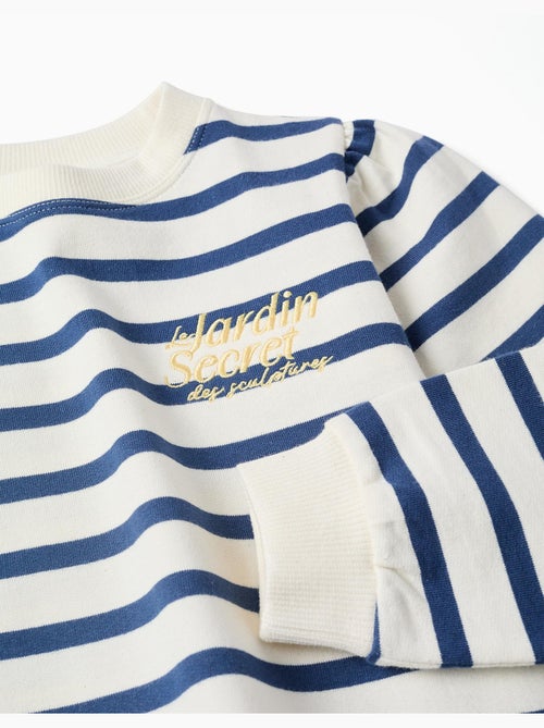 Sweat en coton à rayures et broderie - Kiabi