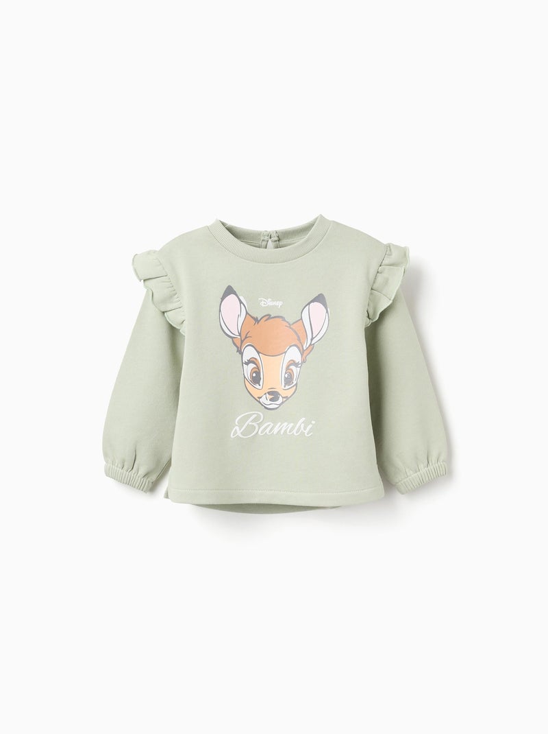 Sweat en Coton à Volants Bambi Vert clair - Kiabi