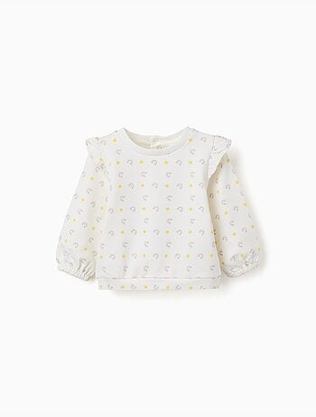 Sweat en coton à volants et motif