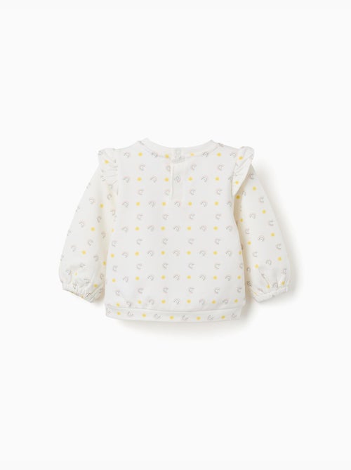 Sweat en coton à volants et motif - Kiabi