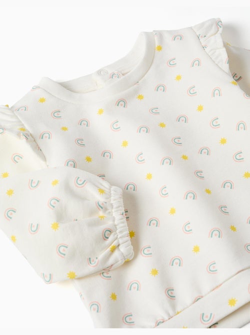 Sweat en coton à volants et motif - Kiabi