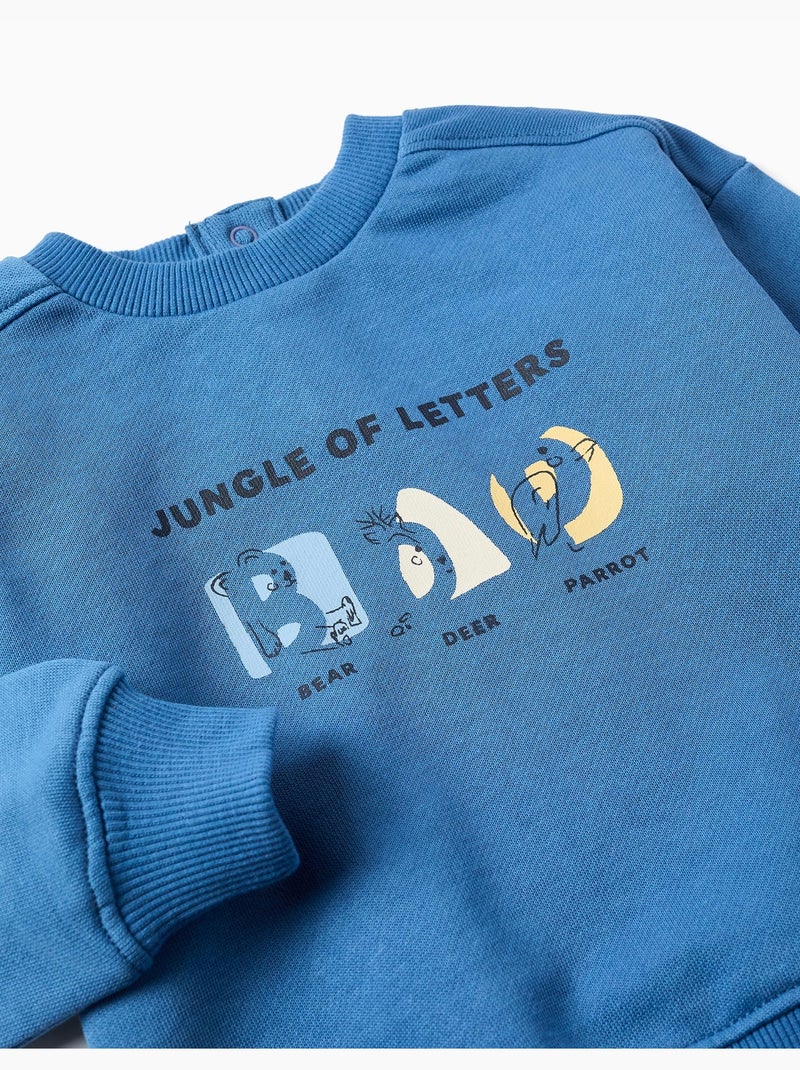 Sweat en coton avec animaux et lettres imprimés Bleu Bleu - Kiabi