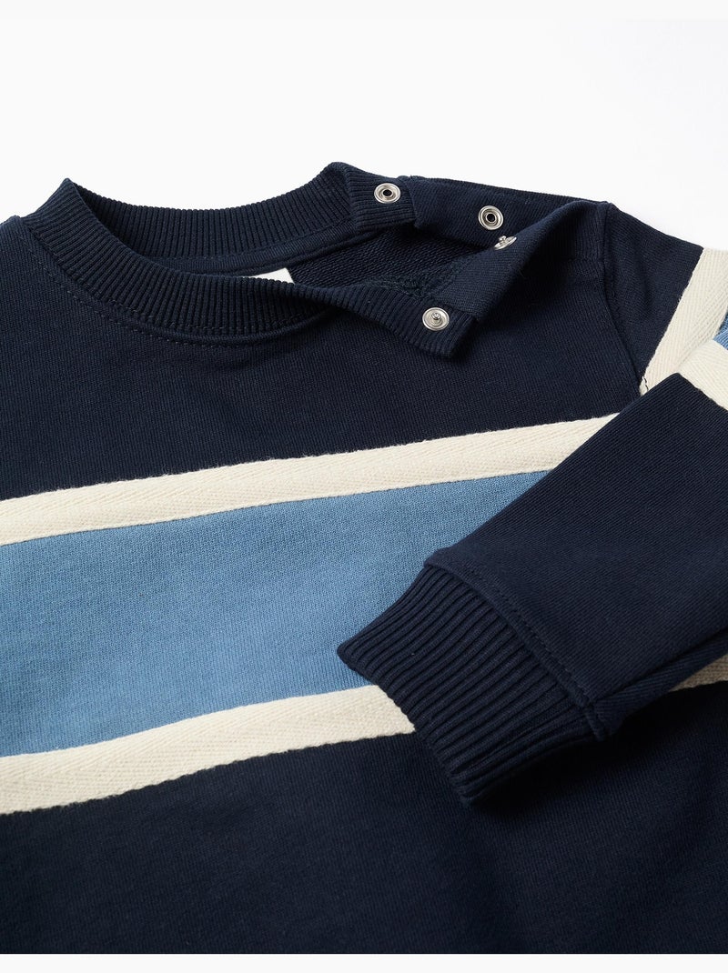 Sweat en coton avec bloc de couleurs Bleu Bleu - Kiabi