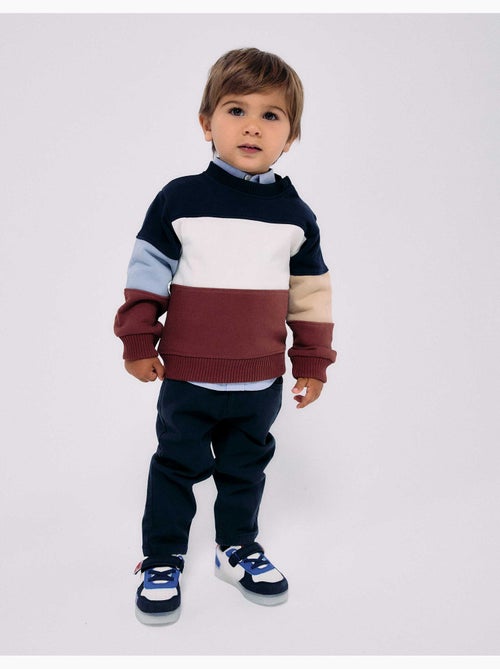 Sweat en coton avec bloc de couleurs - Kiabi