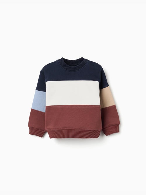 Sweat en coton avec bloc de couleurs - Kiabi