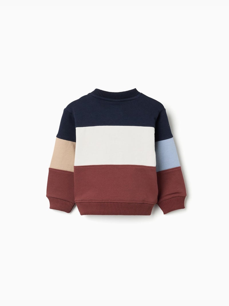Sweat en coton avec bloc de couleurs Marron - Kiabi