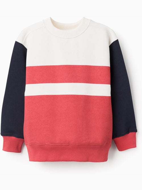 Sweat en coton avec blocs de couleur - Kiabi