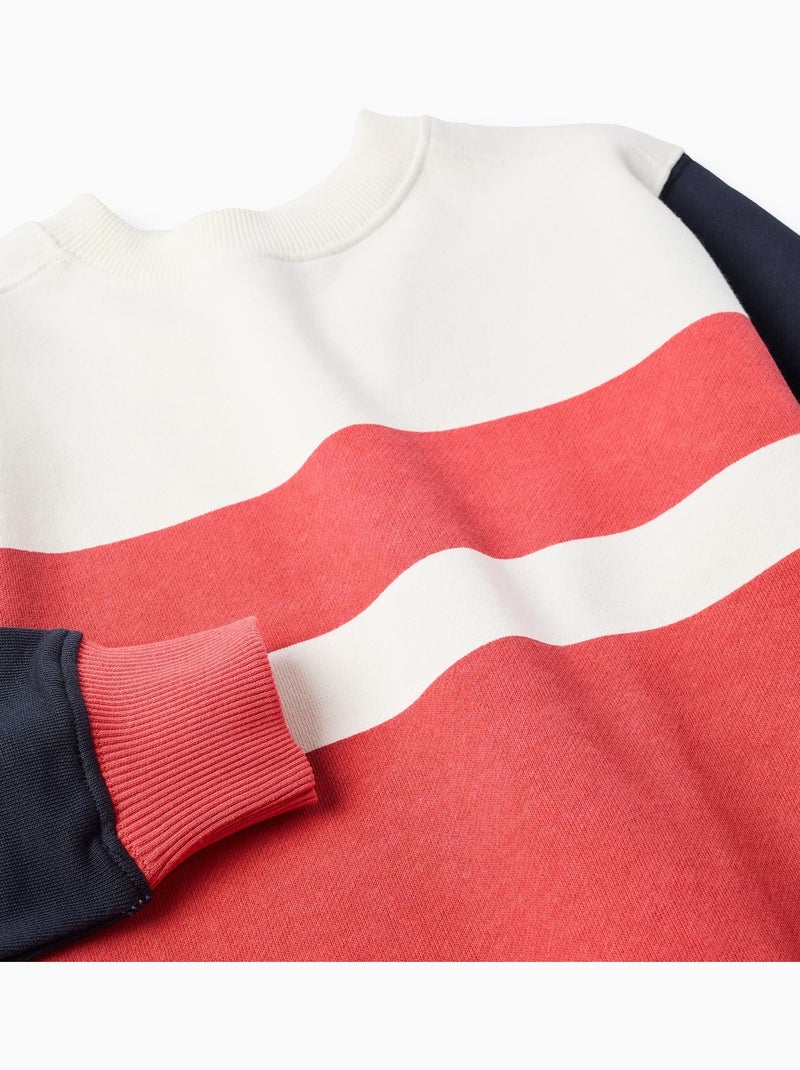 Sweat en coton avec blocs de couleur Rouge - Kiabi