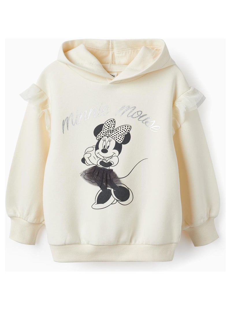Sweat en coton avec capuche à sequins et tulle pour fille 'Minnie'   MINNIE Beige clair - Kiabi