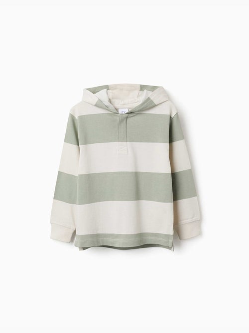 Sweat en coton avec capuche et à rayures - Kiabi Sweat en coton avec capuche et à rayures - Kiabi