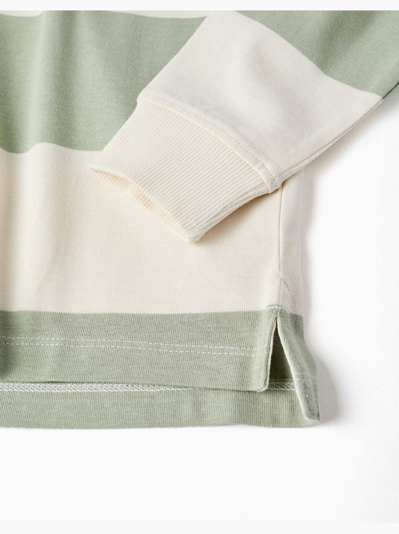 Sweat en coton avec capuche et à rayures Vert clair - Kiabi