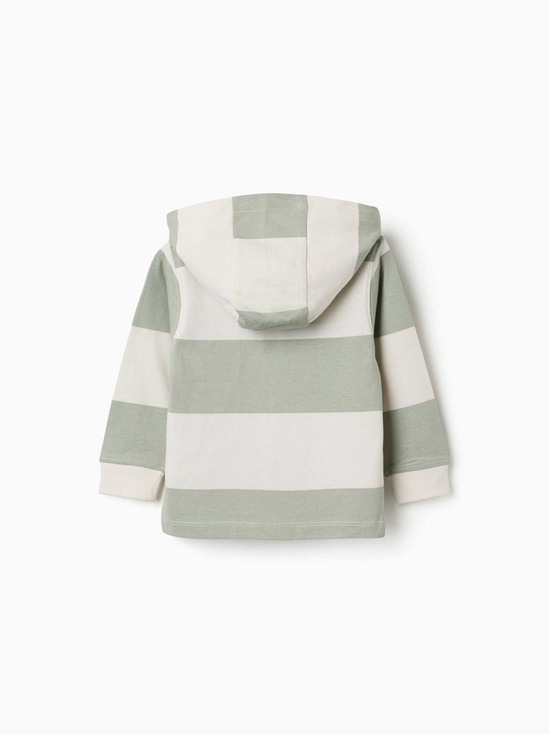 Sweat en coton avec capuche et à rayures Vert clair - Kiabi