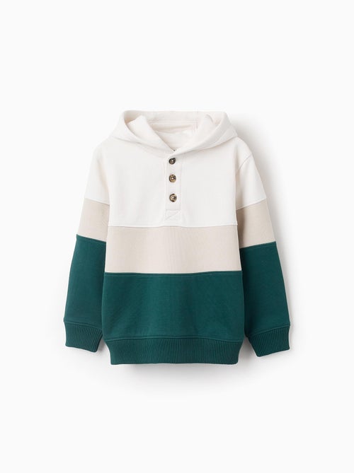 Sweat en Coton avec Capuche et Colorblock - Kiabi