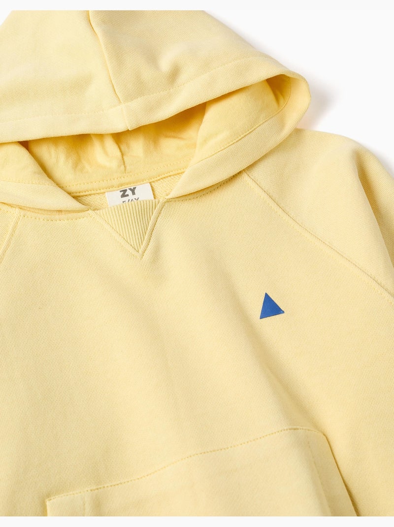 Sweat en coton avec capuche et poche kangourou Jaune - Kiabi