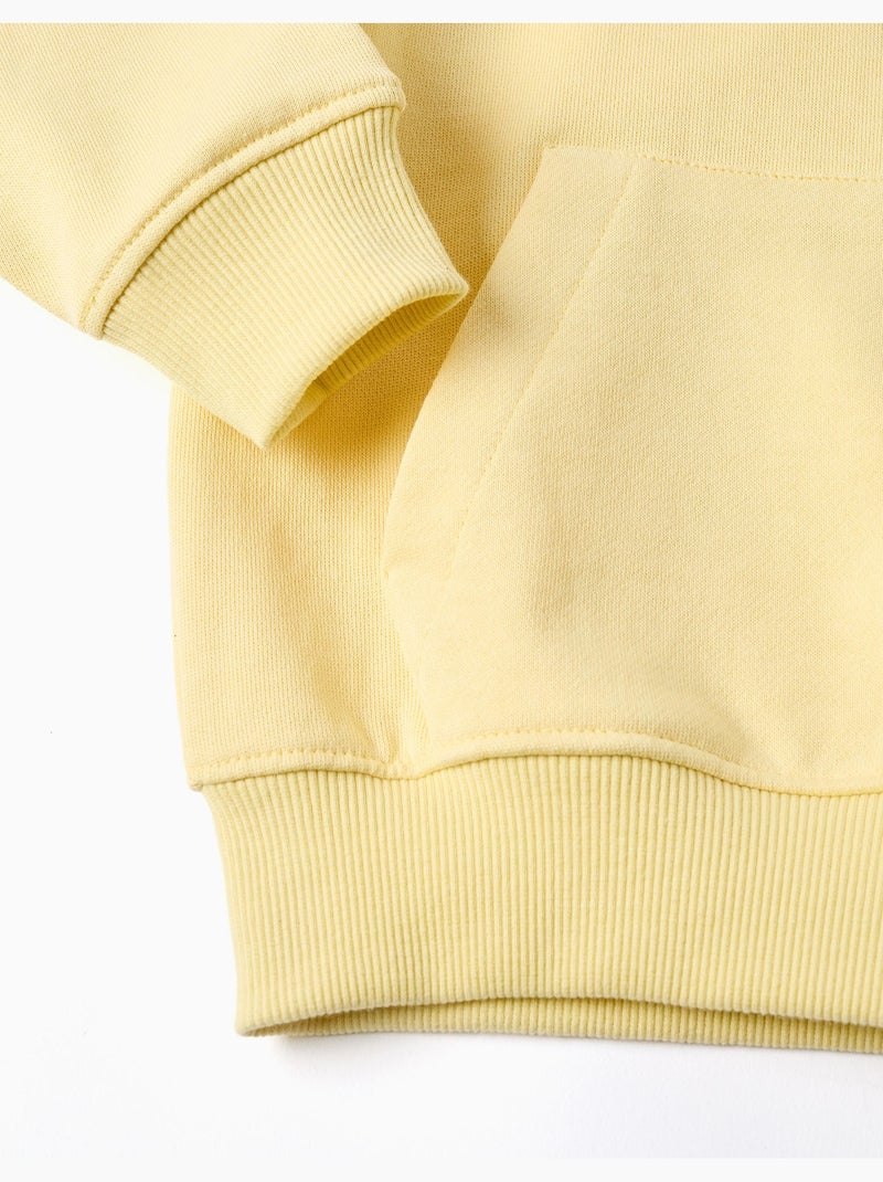Sweat en coton avec capuche et poche kangourou Jaune - Kiabi