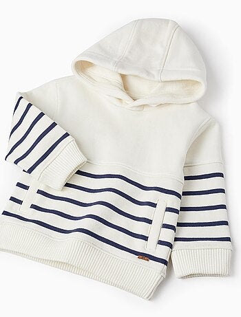 Sweat bébé Géométric noir écru en coton biologique main image 0