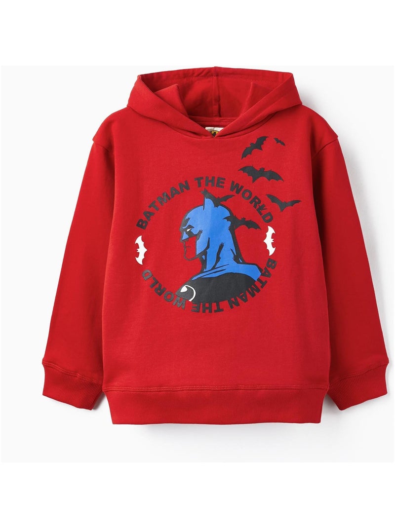 Sweat en Coton avec Capuche pour Garçon 'Batman'   WARNER BATMAN Rouge foncé - Kiabi
