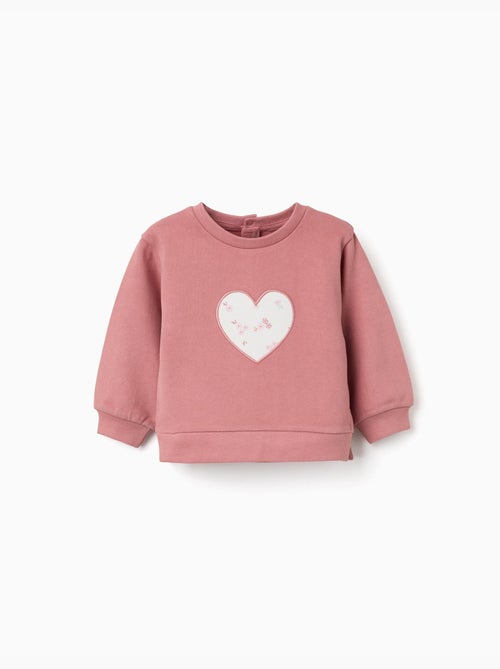 Sweat en coton avec cœur brodé - Kiabi