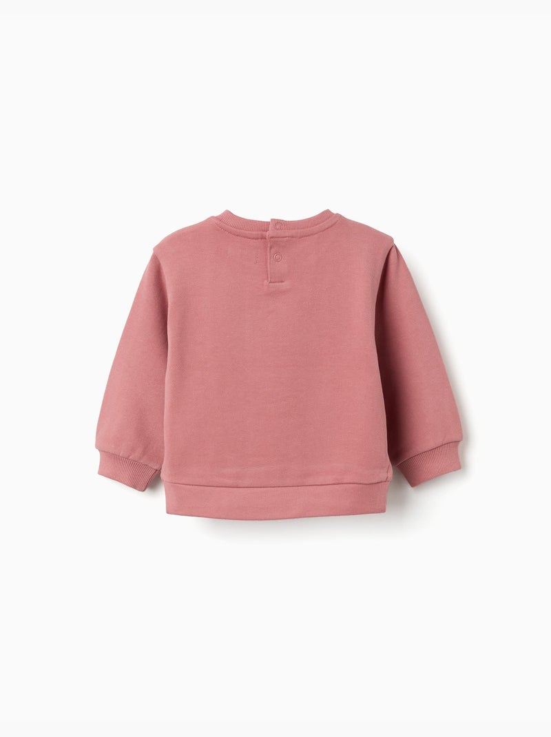 Sweat en coton avec cœur brodé Rose - Kiabi