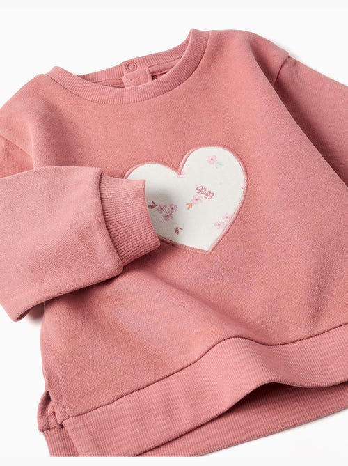 Sweat en coton avec cœur brodé - Kiabi