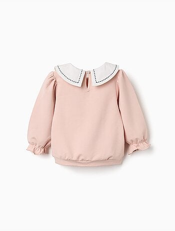 Sweat en coton avec col brodé