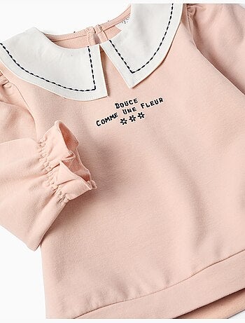 Sweat en coton avec col brodé