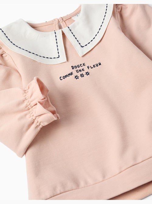 Sweat en coton avec col brodé - Kiabi